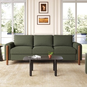 Okak Modern Solid Wood Teddy Fabric Futon Sofa for Living Room Bedroom,3-Seat Rest Sofa with Comfy Backrest & Curved Armrest - 1 of 4