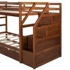 NicBex Twin over Twin Bunk Bed Pine Triple Bed Frame with Trundle, Storage Stairs and Full Length Guardrail for Bedroom, No Box Spring Required - 4 of 4