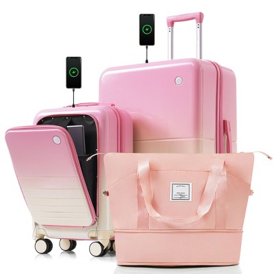 Whisen 3-Piece Luggage Set with 20" Front-Opening Carry-On, 28" Suitcase, and Expandable Travel Bag
