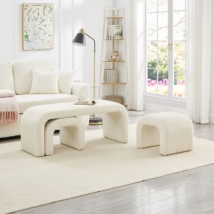 CAVINAS Set of 3 U-Shaped Teddy Sofa Ottoman Bench with Extra Seating,Upholstered Sofa Footrest for Bedroom,Living Room - 1 of 4