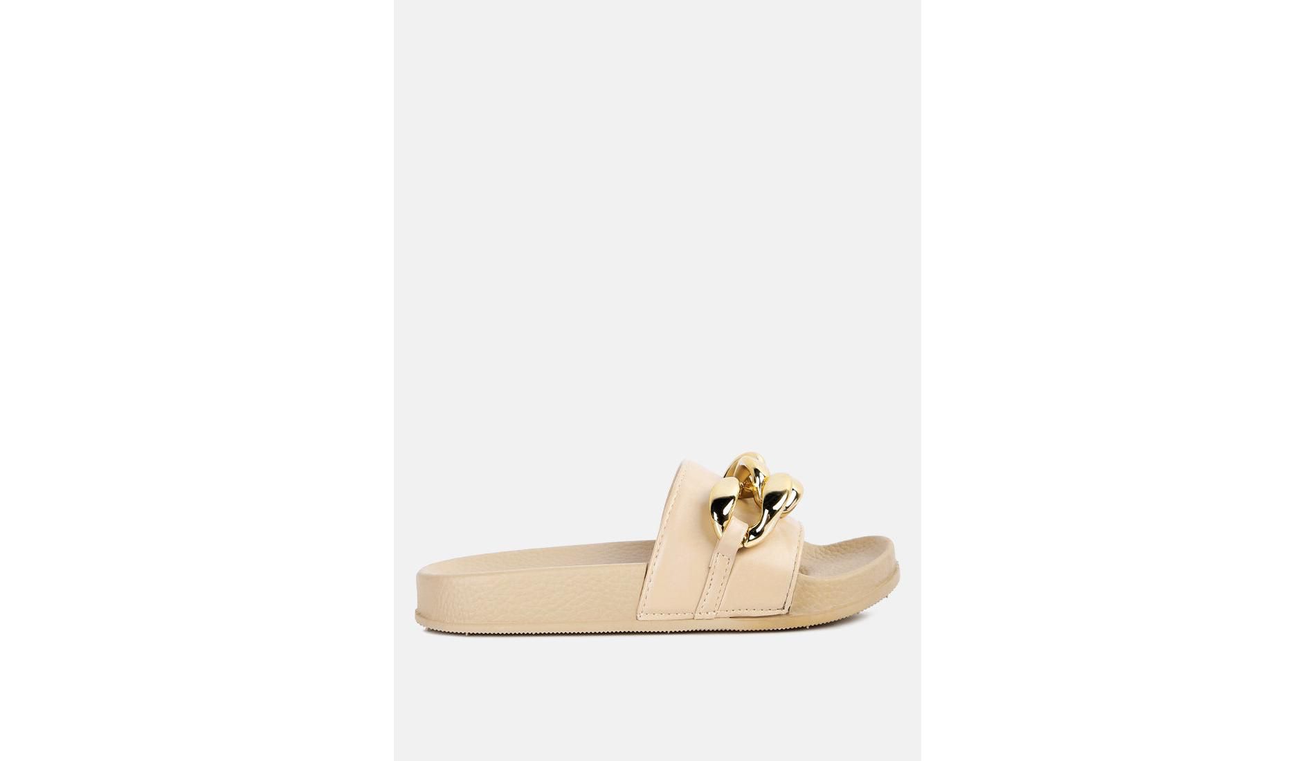 Ishtar Metallic Chain Metal Slid Flats