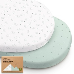 KeaBabies Organic Bassinet Sheet for Baby Girls, Boys, 2-Pack Soothe Bassinet Fitted Sheets, Bedside Bassinet Mattress Sheet - 1 of 4