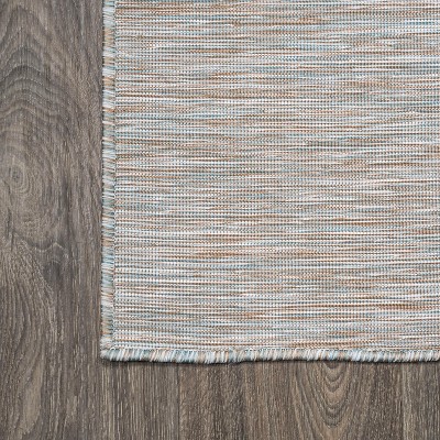 Gray Round Flat Woven Synthetic Reversible Area Rug