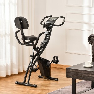 Whisen Folding Upright and Recumbent Home Exercise Bike with Adjustable Magnetic Resistance, Resistance Bands, LCD Monitor, Adjustable Seat - Black - 1 of 4