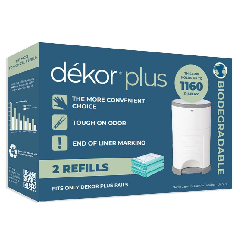 Dekor Plus Diaper Pail Biodegradable Refills - 2pk, 1 of 5