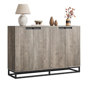 55" Buffet Storage Cabinet, Accent Sideboard Modern Credenza with 4 Doors and Shelves - 1 of 4