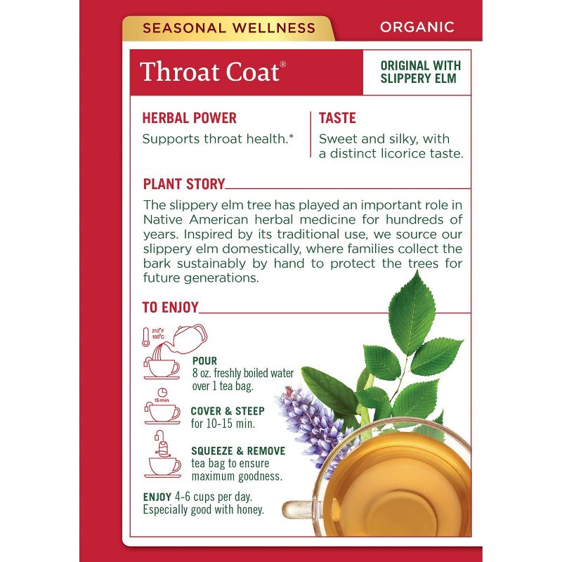 Traditional Medicinals Organic Throat Coat Herbal Dietary Supplement Herbal Tea - 16ct, 3 of 11