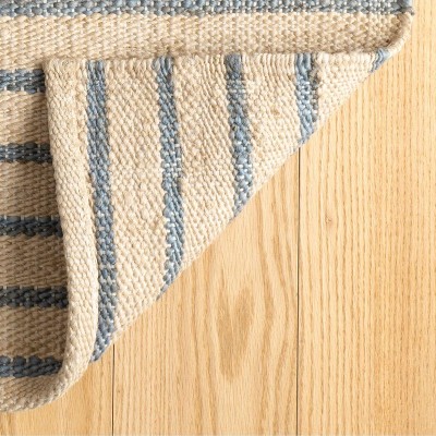 Swedish Blue Stripe Handmade Wool 10' x 14' Area Rug
