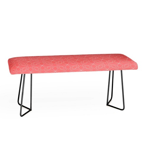 Mirimo Celebration Coral Bench Black - Deny Designs: Faux Leather, Steel Legs, Geometric Pattern - image 1 of 2