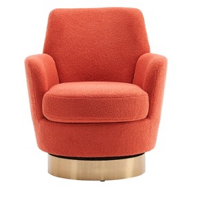 Gulches Orange Teddy 360¡ã Swivel Gold Stainless Steel Base High Density Sponge Barrel Accent Armchair Set of 1 - 1 of 4