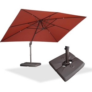 PURPLE LEA Cantilever Patio Umbrella with Base Included Square Umbrella with 360° Rotation and Aluminum Offset Hanging Outdoor Umbrella - 1 of 4