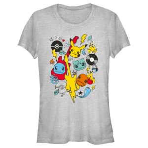 Juniors Womens Pokemon Music Rocks Starters T-Shirt - 1 of 4