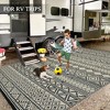 Outdoor Rug Waterproof Patio Rug Mat Geometric Rug Plastic Straw Outside Rug for RV Camping Picnic Reversible Rug, 5' x 8' Beige Brown - 3 of 4