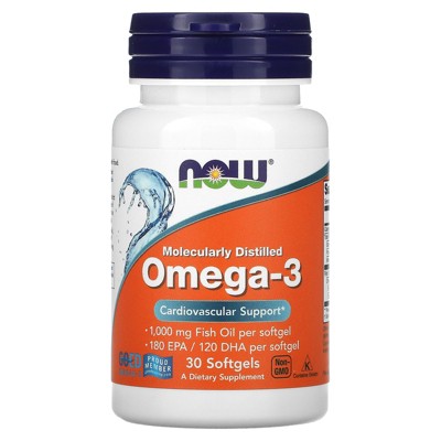 Now Foods Omega-3, Molecularly Distilled, 30 Softgels, Omegas and Fish Oil
