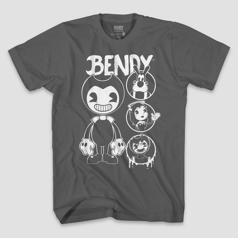 Boys Short Sleeve Bendy And The Ink Machine Graphic T Shirt Gray Target - ink bendy clothes roblox id