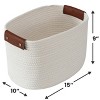 Ornavo Home 3 Pack Cotton Rope Shelf Storage Basket with Faux Leather Handles - 3 of 4