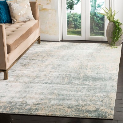 Aqua Blue Hand-Knotted Wool and Viscose 6' x 9' Area Rug