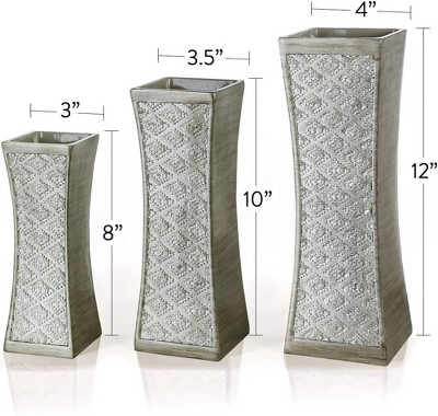Elegant Dublin Brushed Silver Decorative Vase Trio