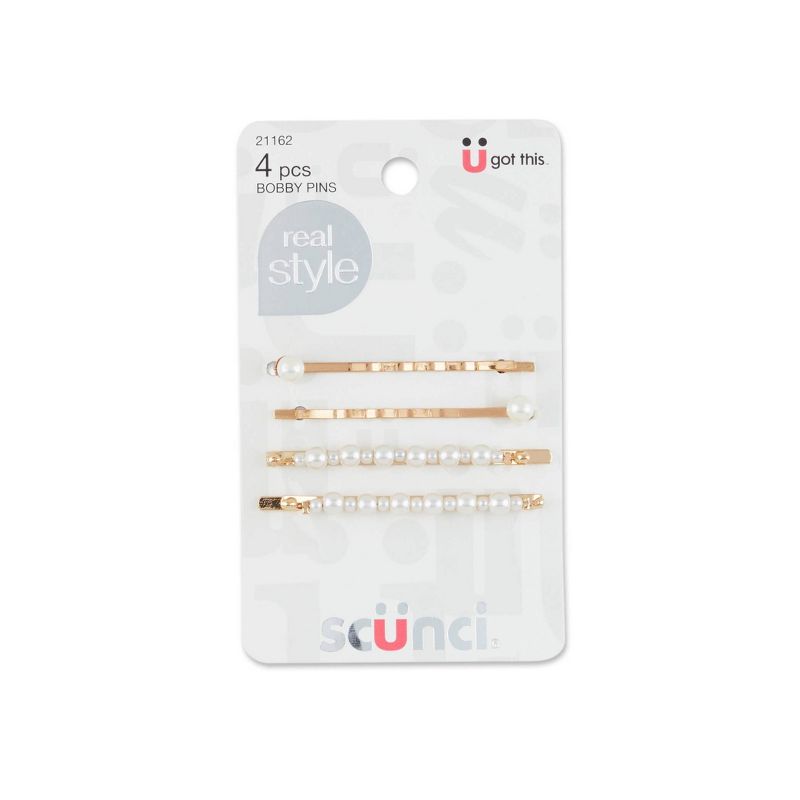 sc&#252;nci Pearl Embellished Bobby Pins - Gold - 4pk, 1 of 6