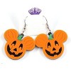Halloween Skull Dangle Earrings - Glitter Acrylic Pumpkin & Ghost Spirit Party Jewelry - 4 of 4