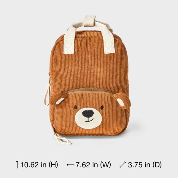 Mochila de osito de peluche de pana para niños pequeños - Cat & Jack™ beige/crema 5