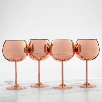 Cambridge Silversmiths Set of 4 18oz Stainless Steel Wine Glasses Brown