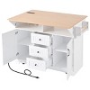 Rolling Kitchen Island On Wheels With Power Outlet And 3 Drawers,Kitchen Cart With 2 Drop Leaf,Spice And Towel Rack -Maison Boucle - 4 of 4