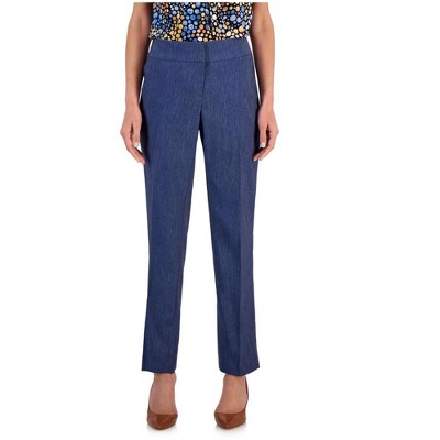 Kasper Womens Slim Chambray Casual Trouser Pants, Blue, 18