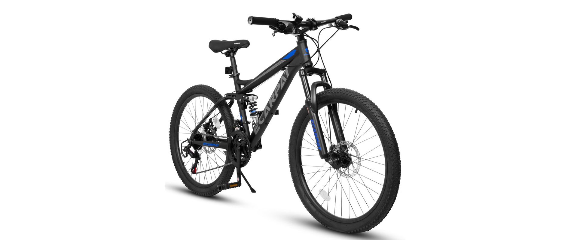 Aukfa 27.5 Inch Full Suspension Mountain Bike - Dual Shock Absorbers, 21-Speed Gears, Mechanical Disc Brakes - Unisex Adult Bike