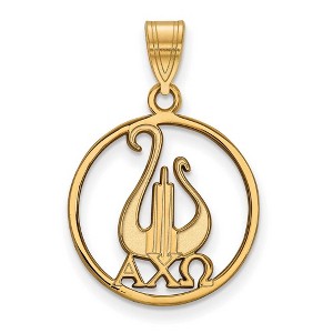 Black Bow Jewelry 14k Yellow Gold Plated Sterling Silver Alpha Chi Omega Greek Life Large Pendant - 1 of 3