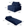 MAXYOYO Corduroy Folding Sofa Bed, Convertible Sleeper Chair with Pillow Foldable Mattress with Back Support, Navy - 3 of 4