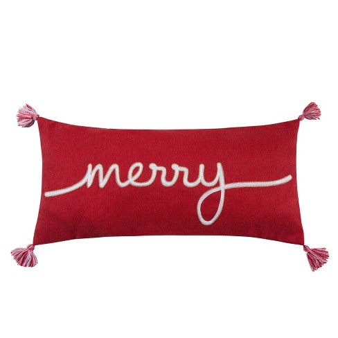 Holiday Truck Plaid Embroidery Script Decorative Pillow Cover