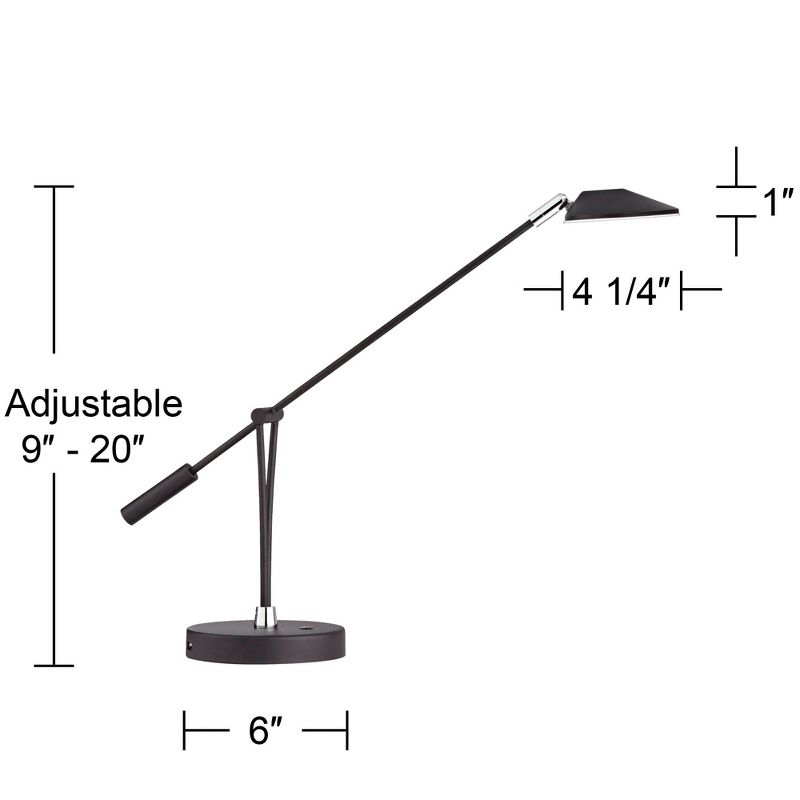 360 Lighting Modern Desk Table Lamp with USB Charging Port LED 20" High Satin Black Metal Adjustable Arm for Bedroom Office, 4 of 10