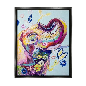 Stupell Industries Floral Pattern Fun Elephant Framed Canvas - 1 of 3