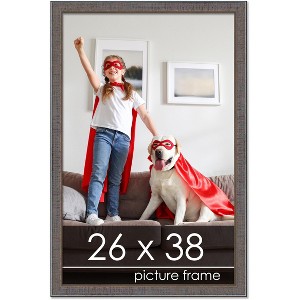 PosterPalooza | Textured Grey Picture Frame - UV Acrylic, Foam Board Backing, Hanging Hardware - 1 of 4