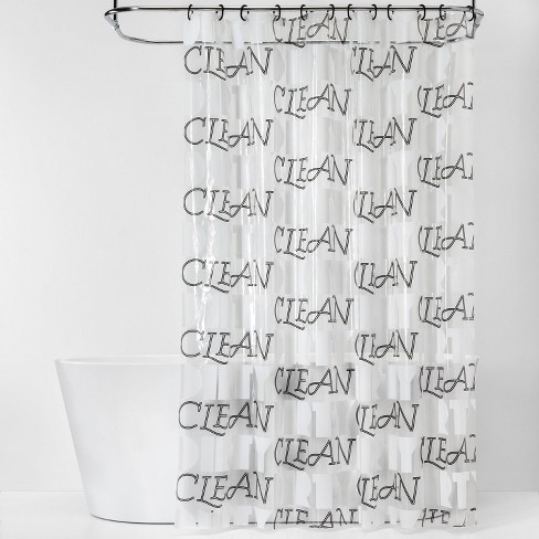 Clean Dirty Shower Curtain Bundle Black White Room Essentials