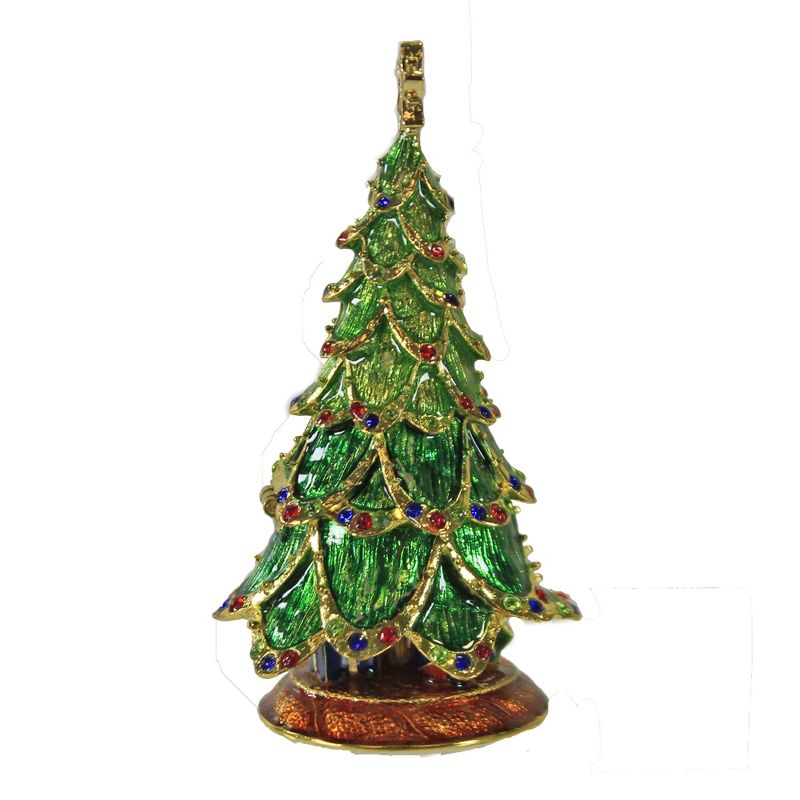 Hinged Trinket Box 3.75 In Christmas Tree With Star Box Magnetic Presents Tree Sculptures, 3 of 4