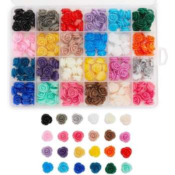 Juvale 240 Piece Mini Flatback Rose Charms for Jewelry Making, Flower Embellishments for Crafting, 24 Assorted Colors (15mm)