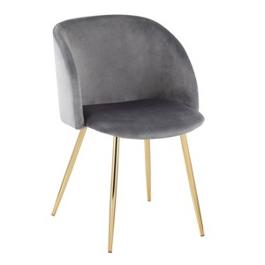 Set of 2 Fran Dining Chairs Velvet/Steel Gold/Silver - LumiSource: Modern Bucket Seat, Tapered Legs - 1 of 4