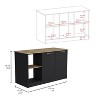 NicBex 2 Open Shelves Kitchen Island Cart with 2 Cabinets,Kitchen Island with Storage,Modern Kitchen Table,Island Table for Kitchen,Black+Light Oak - 3 of 4