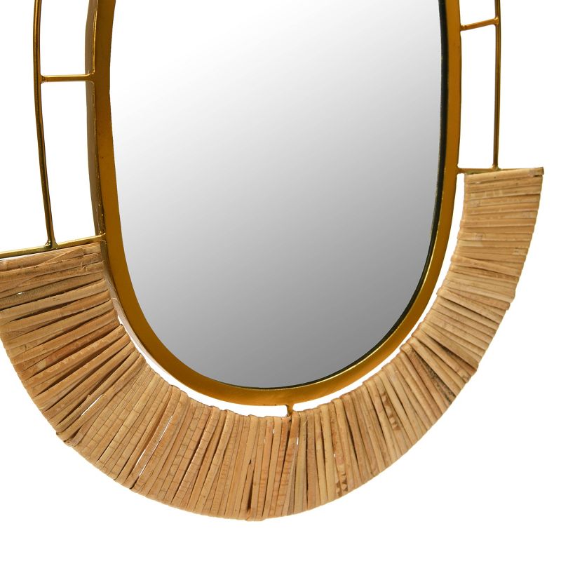 Storied Home Oval Modern Boho Metal and Cane Framed Wall Mirror Natural, 4 of 8