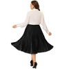 Agnes Orinda Women's Plus Size Velvet Pleated Elastic Waist Party Metallic Swing Midi A Line Skirts - 4 of 4