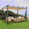 PURPLE LEAF Outdoor 10' x 13' Retractable Pergola with Canopy for Garden Porch Beach Gazebo Wood Grain Frame Pavilion Patio Pergola - 2 of 4