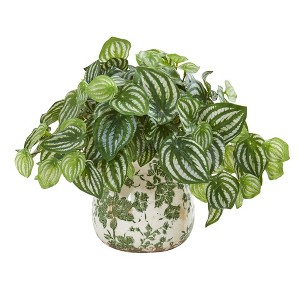 Nearly Natural 12-in Watermelon Peperomia Artificial Plant in Vase (Real Touch) - 1 of 2