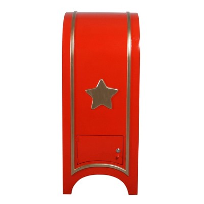 Santa's Red and Gold Holiday Mailbox with Lock