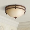 Franklin Iron Works Oak Valley Rustic Farmhouse Flush Mount Ceiling Light Fixture 15" Wide Modern Bronze 3-Light Cream Scavo Glass Bowl for Bedroom - 2 of 4