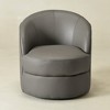 KINWELL 29"W Top-Grain Genuine Leather Upholstery Swivel Barrel Chair - 2 of 4