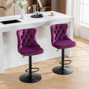 CAVINAS Dining Chairs Kitchen Chairs Set of 2 Bar Stool Swivel Velvet chairs with Backs Comfortable Tufted for Home Pub and Kitchen Island, - 1 of 4