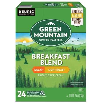 24ct Green Mountain Coffee Breakfast Blend Decaf Keurig K-Cup Coffee Pods Decaffeinated Light Roast