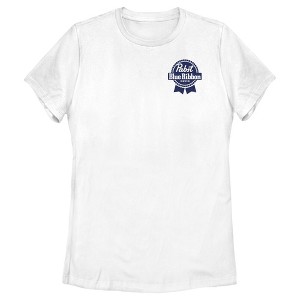 Women's Pabst Small Pocket Blue Ribbon Logo T-Shirt - 1 of 4